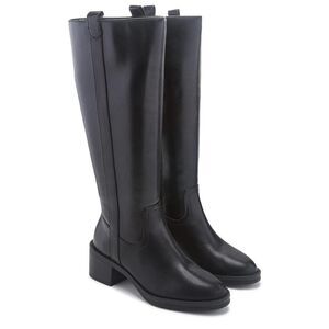 Kensie Women’s Naya Knee High Boots Sand Faux Leather Side Zip Block Heel